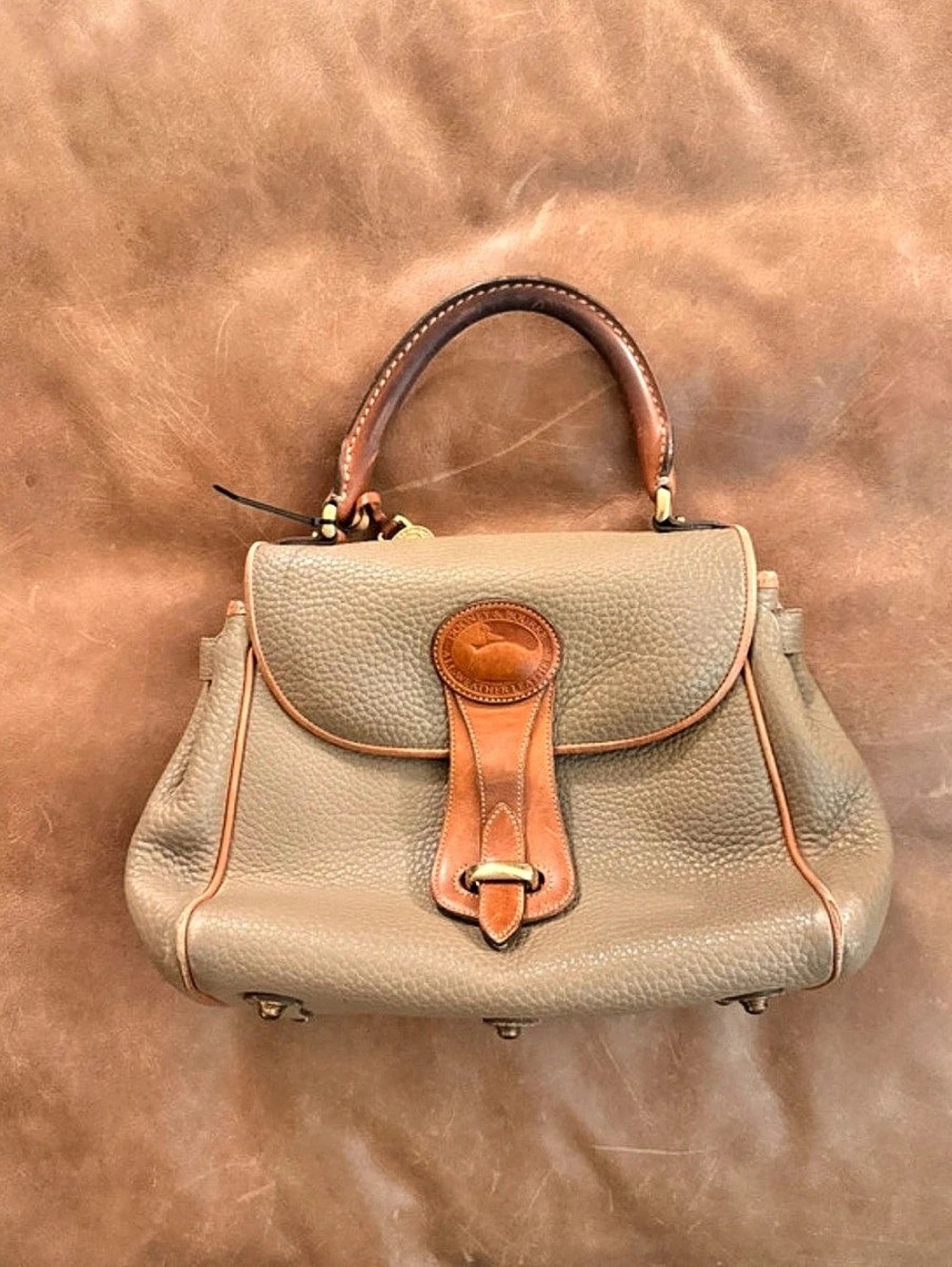 Dooney & Bourke Leather Satchel in Brown & Gray